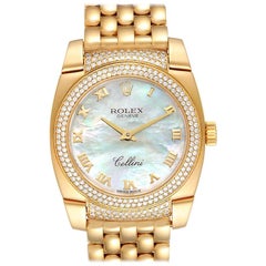 Rolex Cellini Cestello Yellow Gold MOP Diamond Ladies Watch 6311