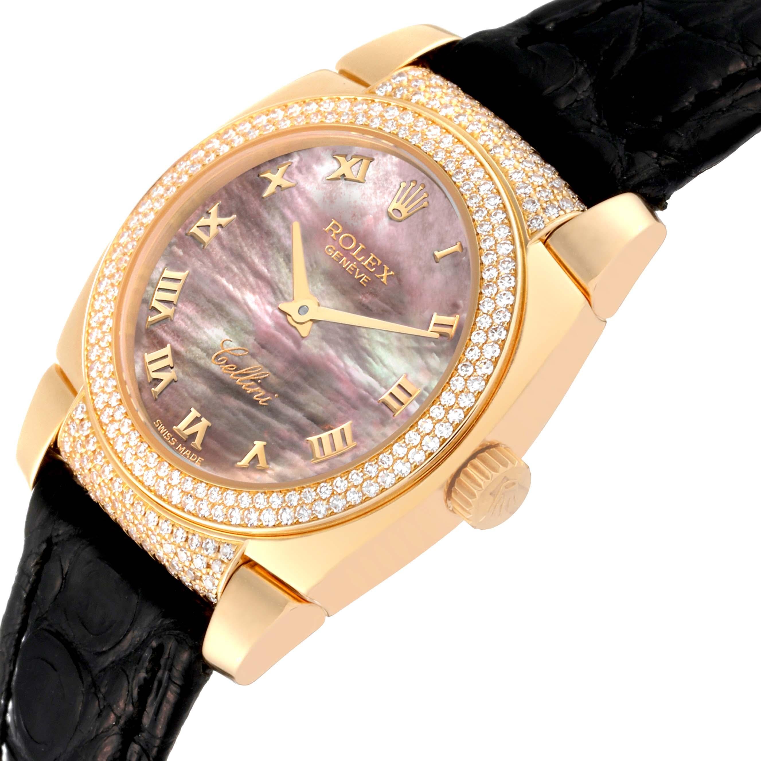 Rolex Cellini Cestello Yellow Gold Mother of Pearl Diamond Ladies Watch 6311 For Sale 1