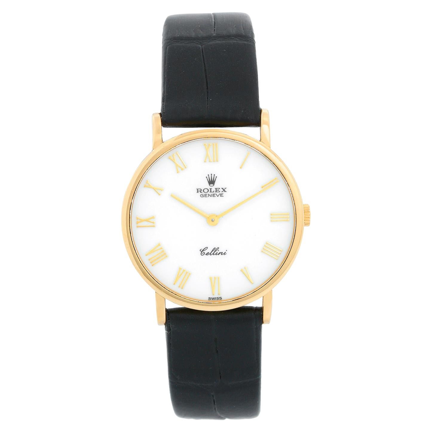 Rolex Cellini Classic 18 Karat Yellow Gold Men's Watch 5112 White Roman Dial