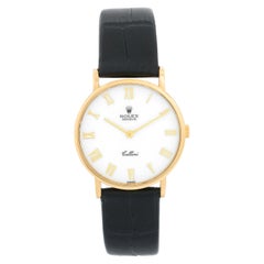 Vintage Rolex Cellini Classic 18 Karat Yellow Gold Men's Watch 5112 White Roman Dial