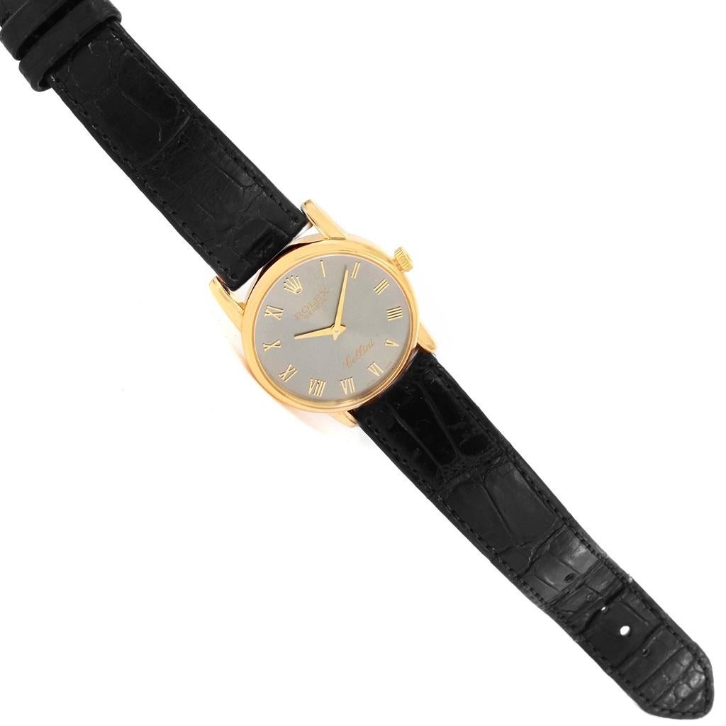 Rolex Cellini Classic 18 Karat Yellow Gold Slate Dial Watch 5116 For Sale 5