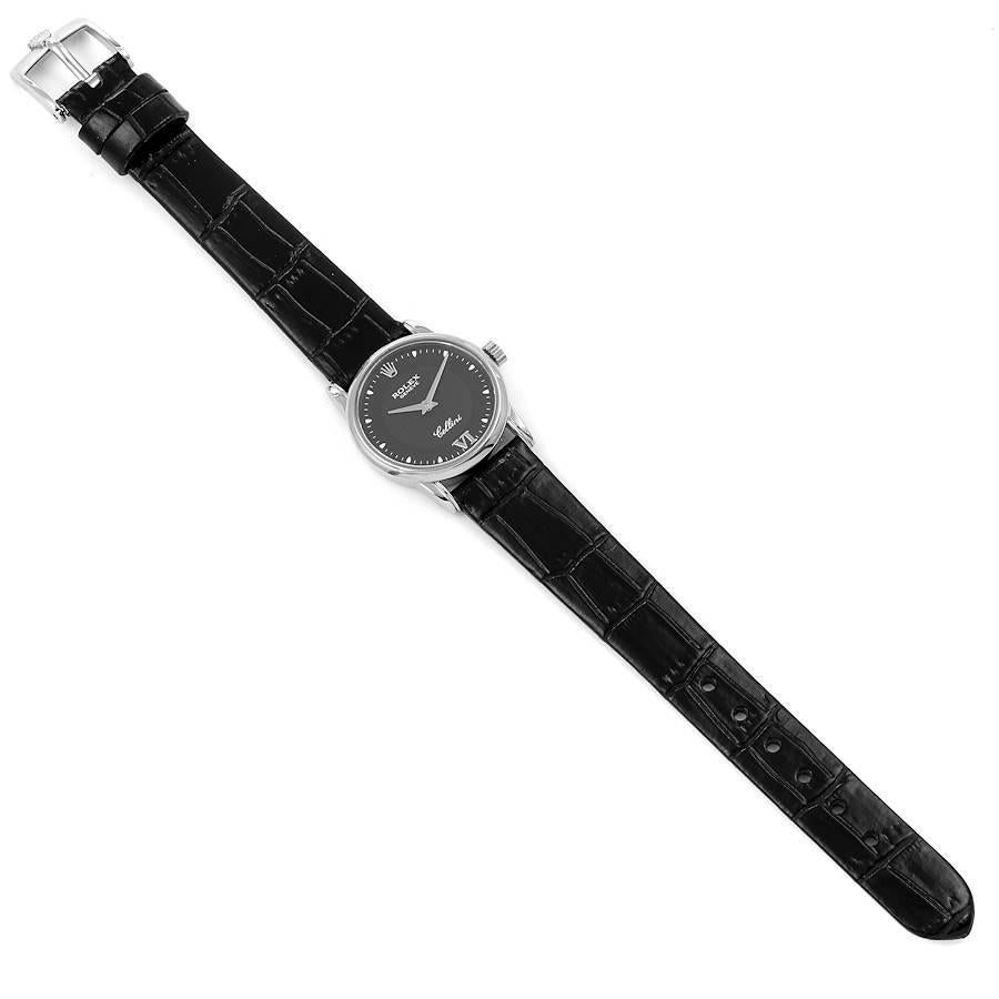 Rolex Cellini Classic 18 Karat White Gold Black Dial Ladies Watch 6111 For Sale 3