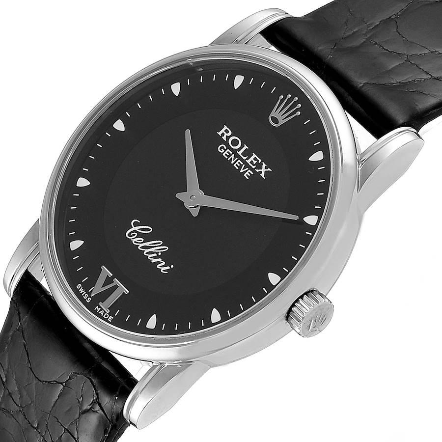 Rolex Cellini Classic 18 Karat White Gold Black Dial Men’s Watch 5116 Box  For Sale 1