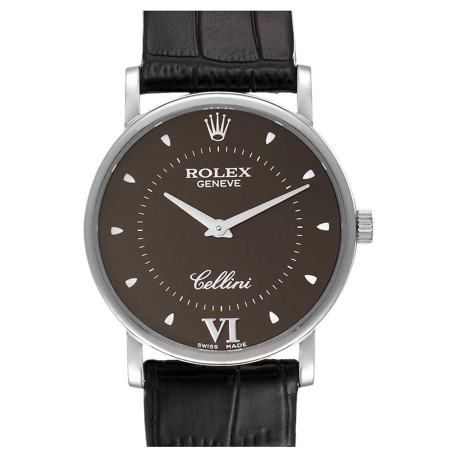 Rolex Cellini Classic 18k White Gold Brown Dial Unisex Watch 5115 For Sale