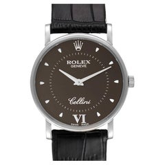 Vintage Rolex Cellini Classic 18k White Gold Brown Dial Unisex Watch 5115