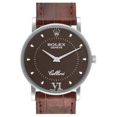 Rolex Cellini Classic 18k White Gold Brown Dial Unisex Watch 5115 Papers