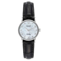 Rolex Cellini Classic 18k White Gold Silver Dial Black Strap Ladies Watch 6110