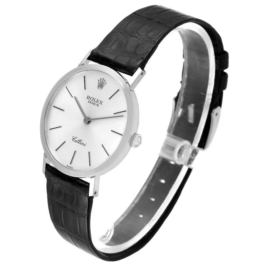 Rolex Cellini Klassische 18k Weißgold Silber Zifferblatt Herrenuhr 4112 Papiere im Angebot 1