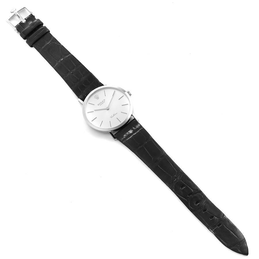 Rolex Cellini Klassische 18k Weißgold Silber Zifferblatt Herrenuhr 4112 Papiere im Angebot 6