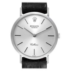 Rolex Cellini Klassische 18k Weißgold Silber Zifferblatt Herrenuhr 4112 Papiere