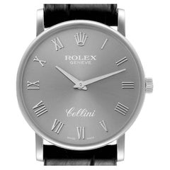 Rolex Cellini Classic 18K White Gold Slate Roman Dial Mens Watch 5115