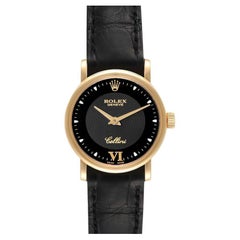 Rolex Cellini Classic 18k Yellow Gold Black Dial Ladies Watch 6110 Card