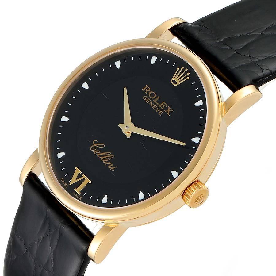 Rolex Cellini Classic 18 Karat Yellow Gold Black Dial Unisex Watch 5115 For Sale 1