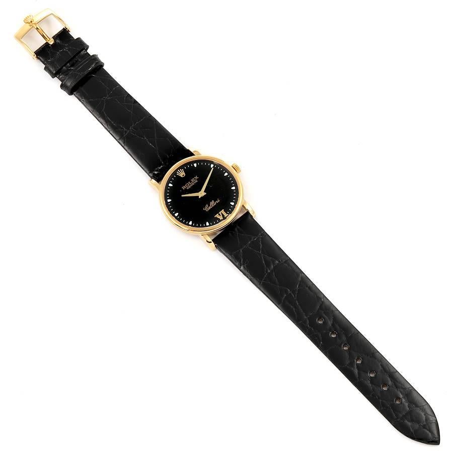 Rolex Cellini Classic 18 Karat Yellow Gold Black Dial Unisex Watch 5115 For Sale 5