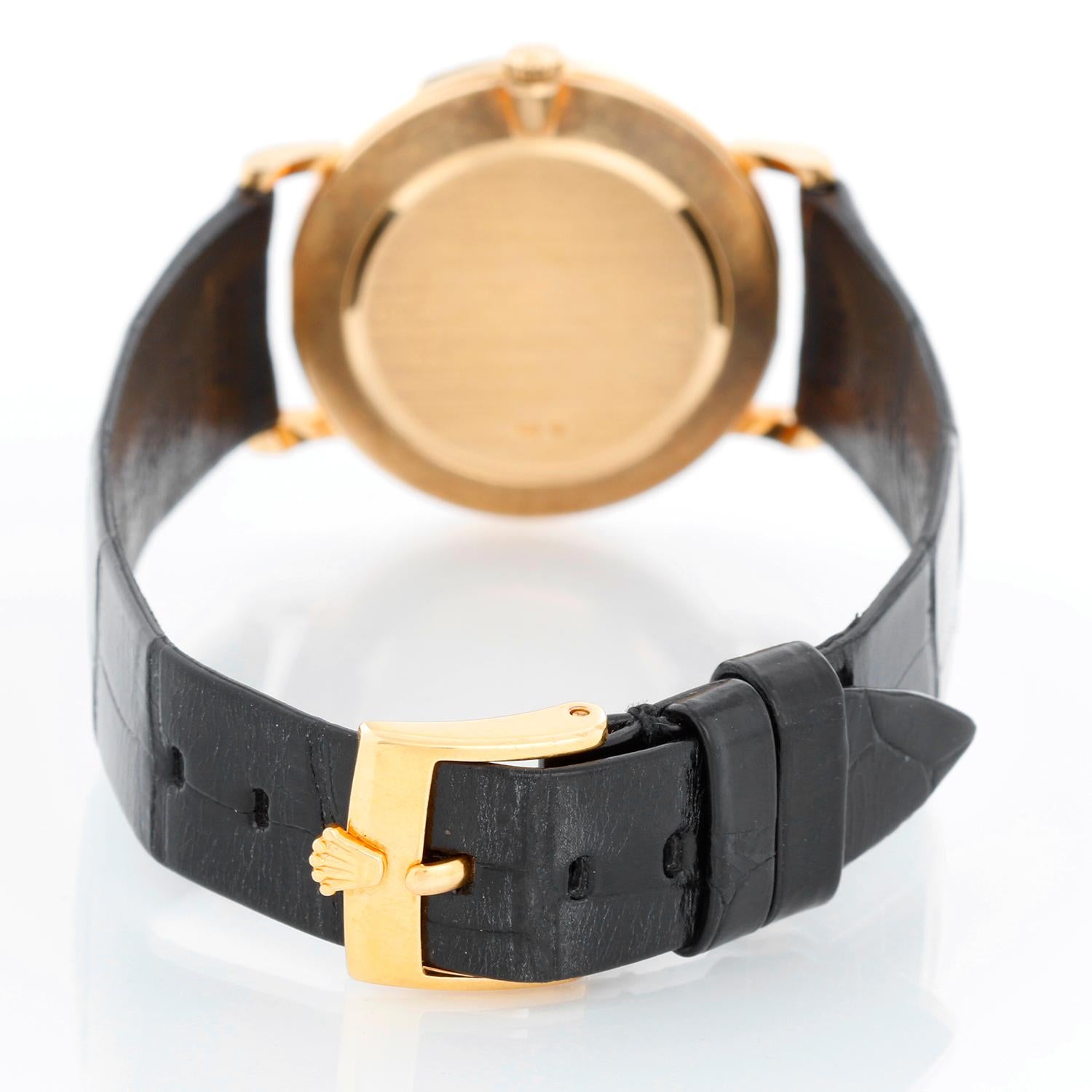 Rolex Cellini Classic 18k Yellow Gold Men's Watch 5112 White Jubilee Roman Dial In Excellent Condition In Dallas, TX