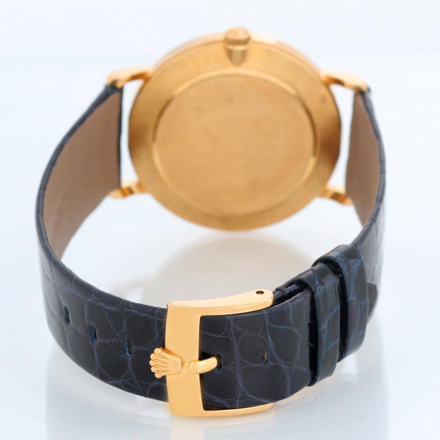 Rolex Cellini Classic 18k Yellow Gold Men's Watch 5112 White Roman Dial In Excellent Condition In Dallas, TX