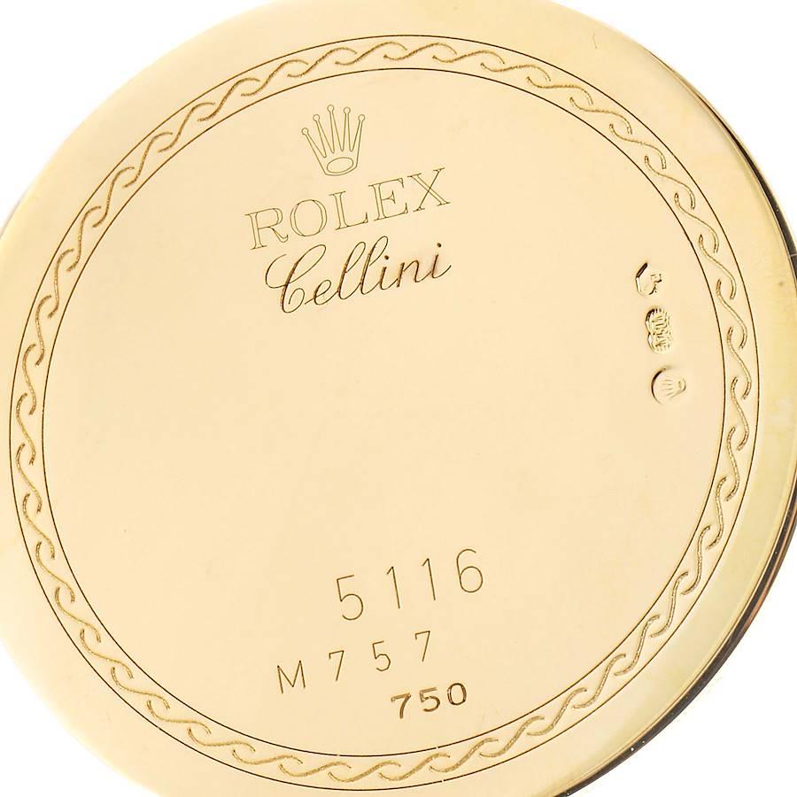 Rolex Cellini Classic 18k Yellow Gold Roman Dial Mens Watch 5116 Box Card In Excellent Condition For Sale In Atlanta, GA
