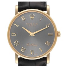 Rolex Cellini Classic 18k Yellow Gold Slate Roman Dial Mens Watch 5115