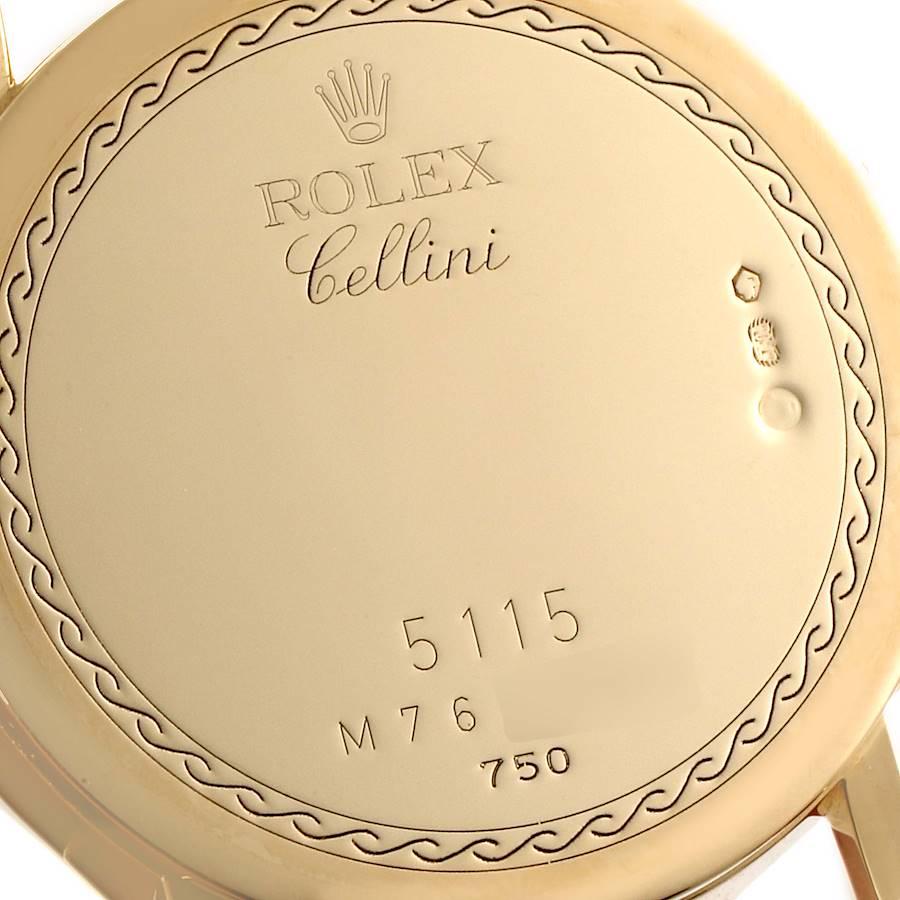 Rolex Cellini Classic 18K Yellow Gold Slate Roman Dial Watch 5115 In Excellent Condition In Atlanta, GA