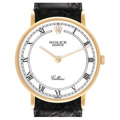 Rolex Cellini Classic 18K Yellow Gold White Roman Dial Mens Watch 5112