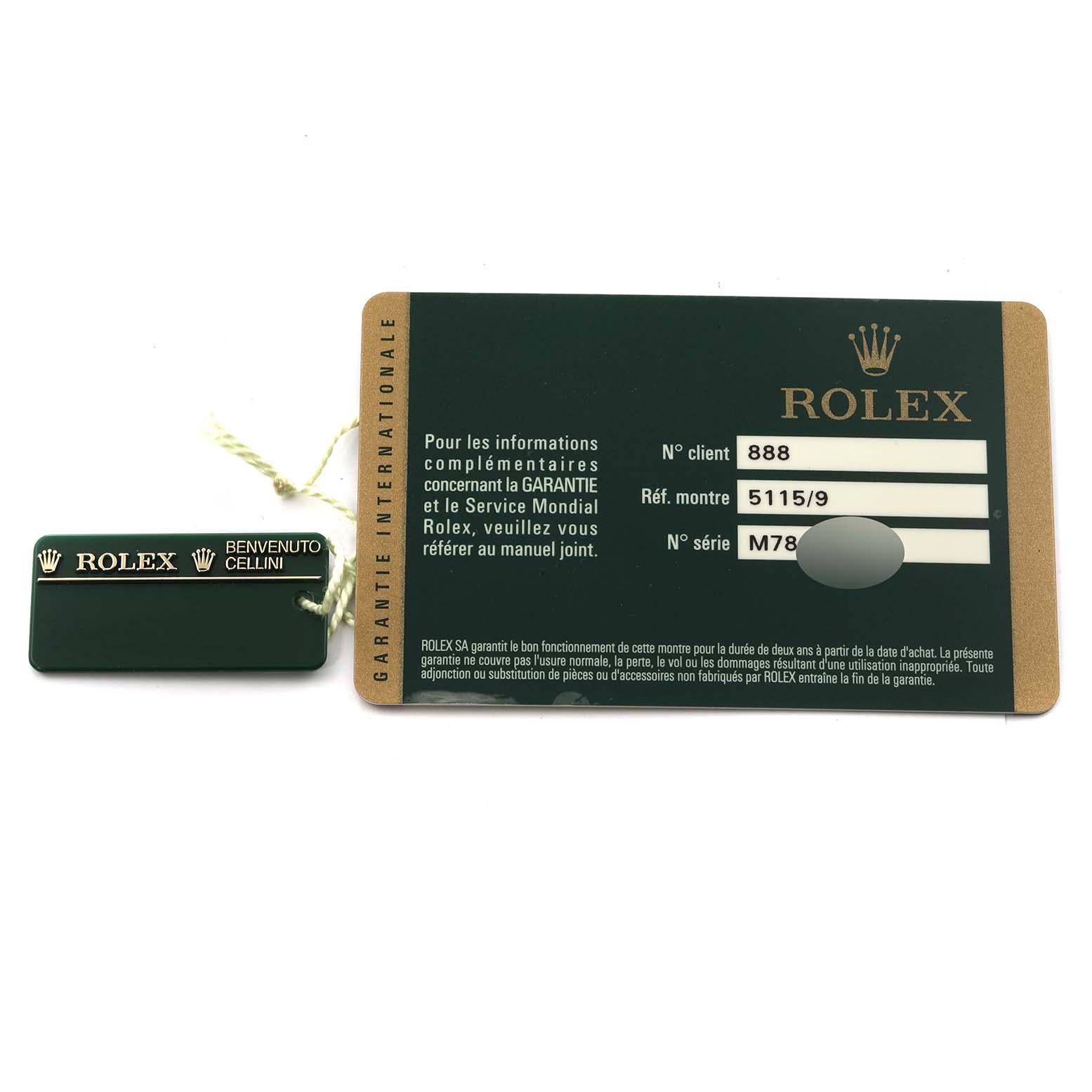 Rolex Cellini Classic 32mm White Gold Black Dial Mens Watch 5115 Card 4