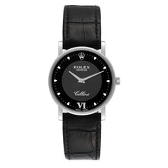 Rolex Cellini Classic 32mm White Gold Black Dial Mens Watch 5115 Card