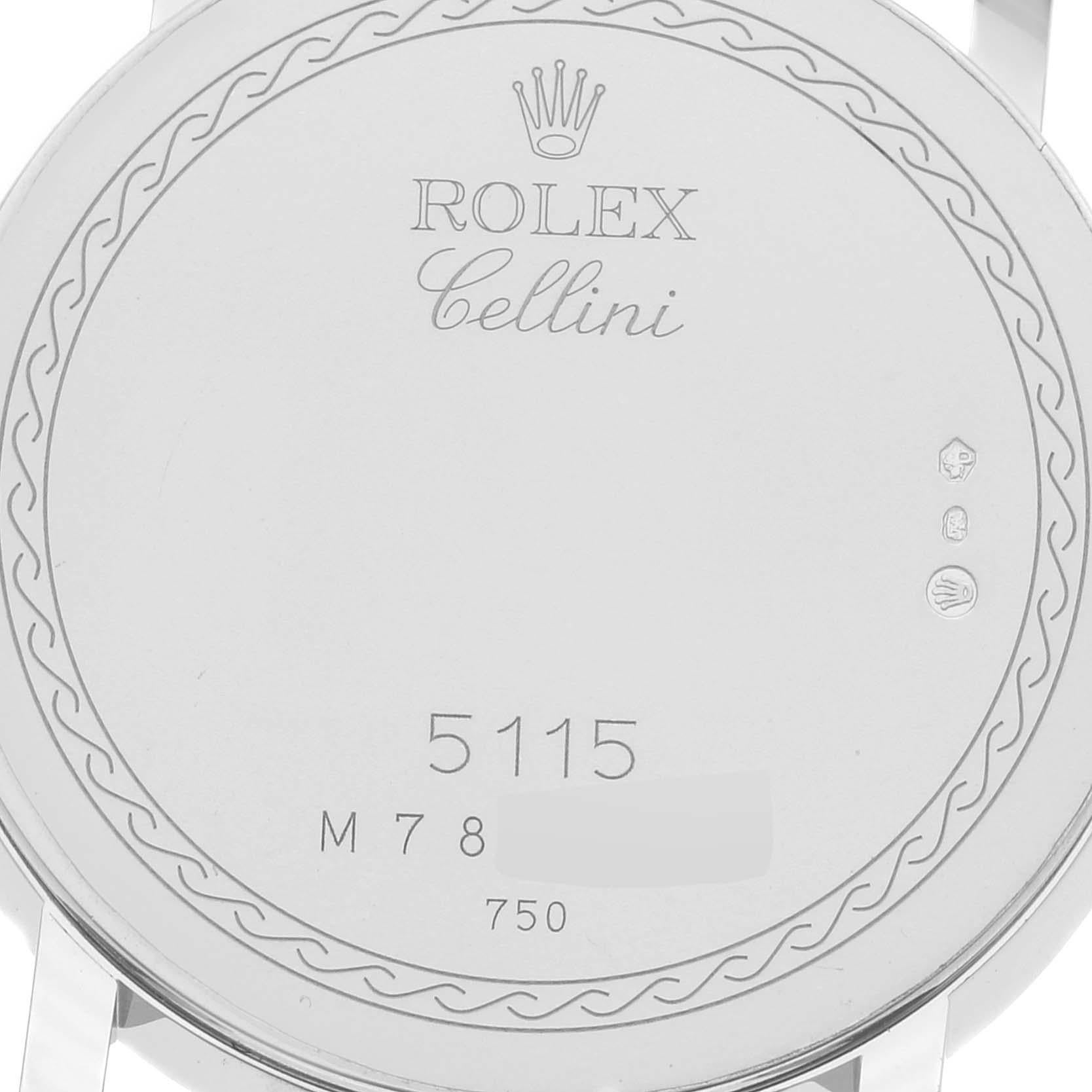 Men's Rolex Cellini Classic 32mm White Gold Black Dial Mens Watch 5115 Card