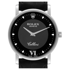 Rolex Cellini Classic 32mm White Gold Black Dial Mens Watch 5115 Card