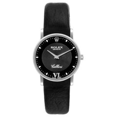 Rolex Cellini Classic 32mm White Gold Black Dial Mens Watch 5115
