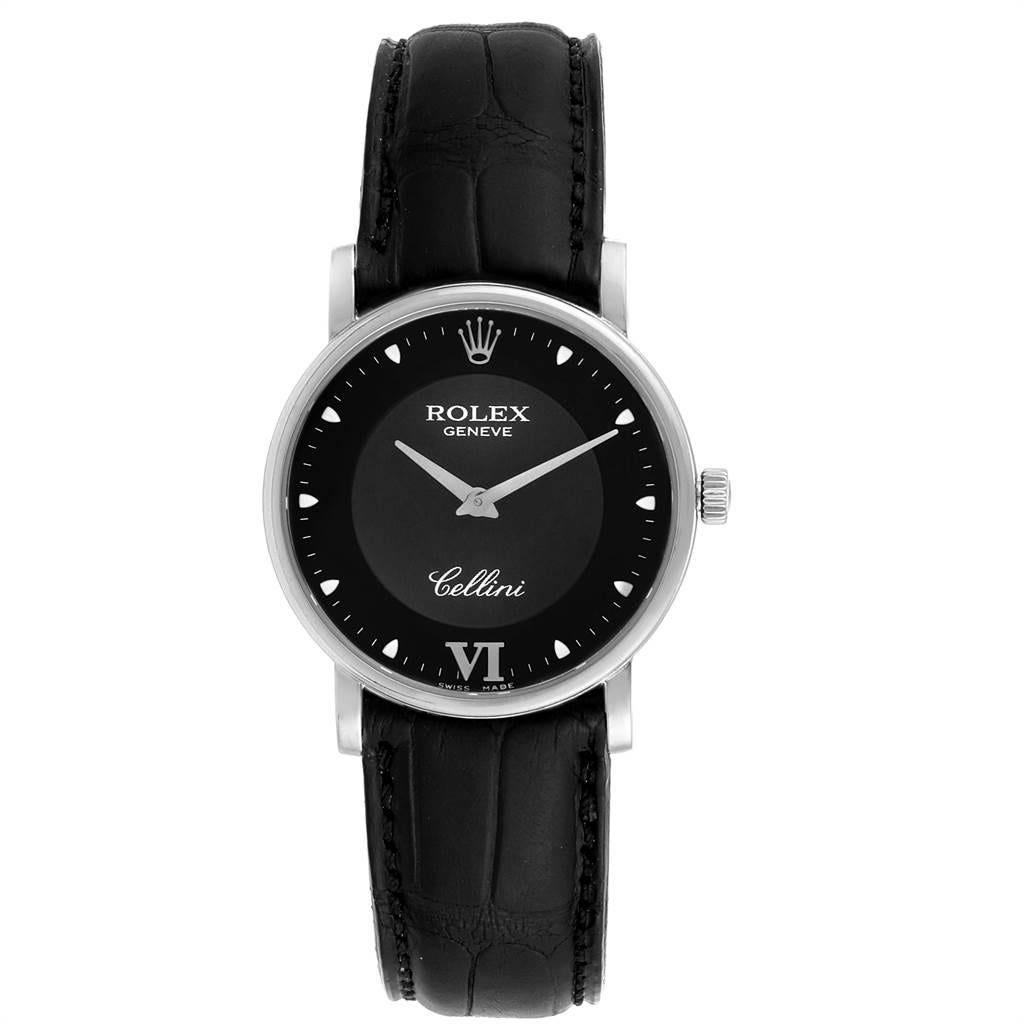 Rolex Cellini Classic White Gold Black Dial Men's Watch 5115 In Excellent Condition For Sale In Atlanta, GA