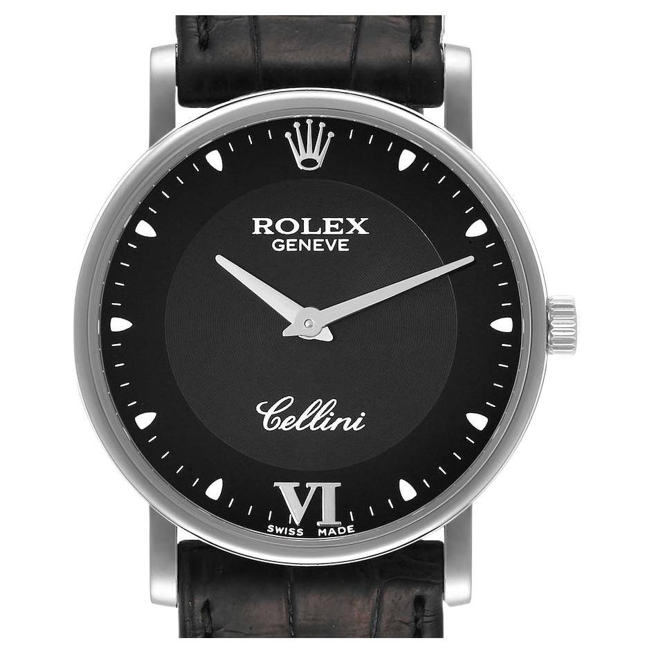 Rolex Cellini Classic White Gold Black Dial Mens Watch 5115
