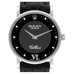 Vintage Rolex Cellini Classic 32mm White Gold Black Dial Mens Watch 5115