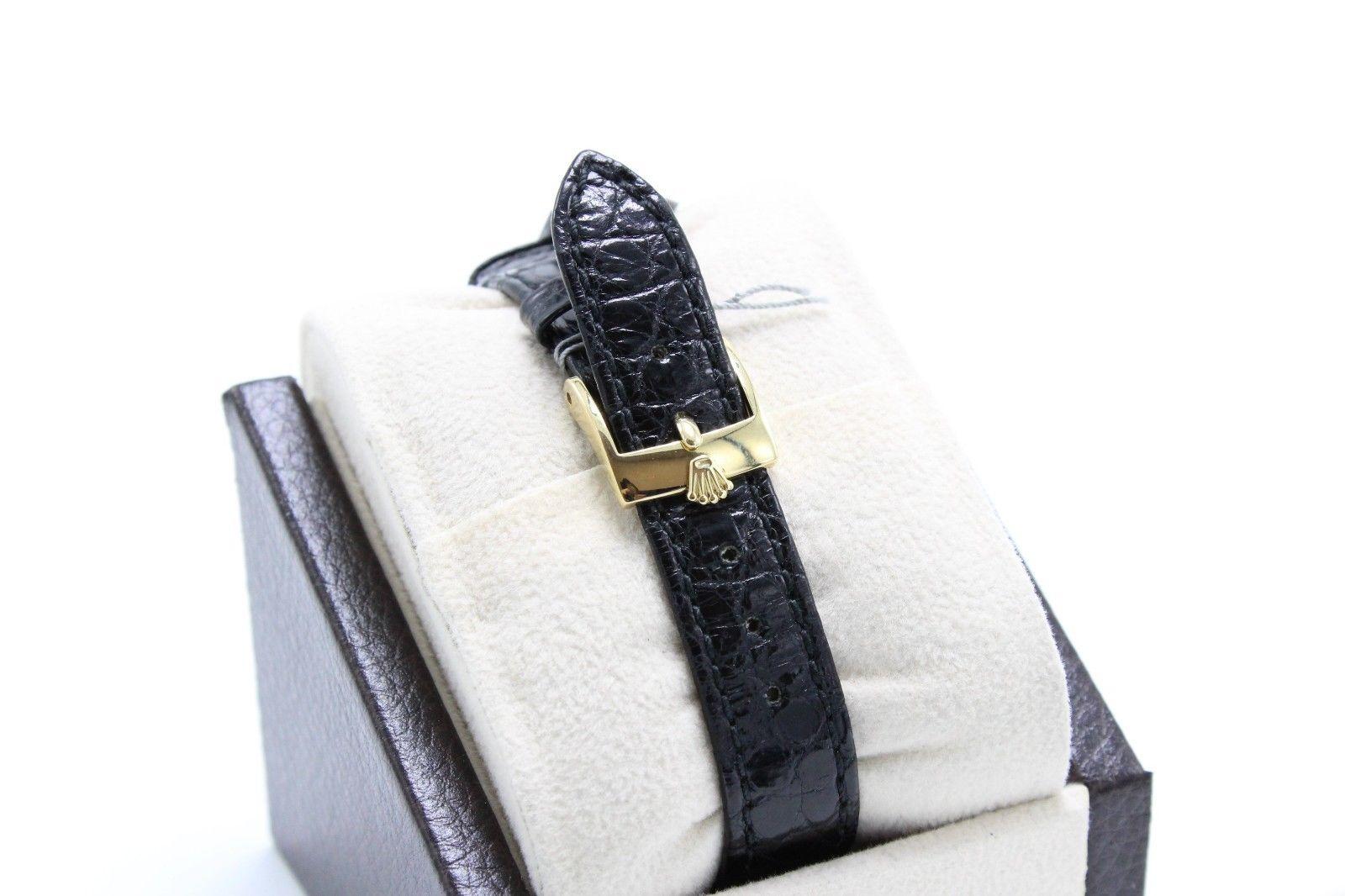 Rolex Cellini Classic 6110 18 Karat Yellow Gold Black Leather Strap In Excellent Condition In San Diego, CA