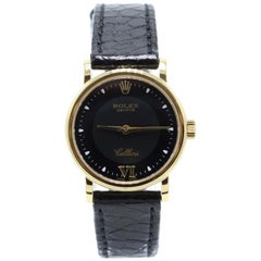 Rolex Cellini Classic 6110 18 Karat Yellow Gold Black Leather Strap