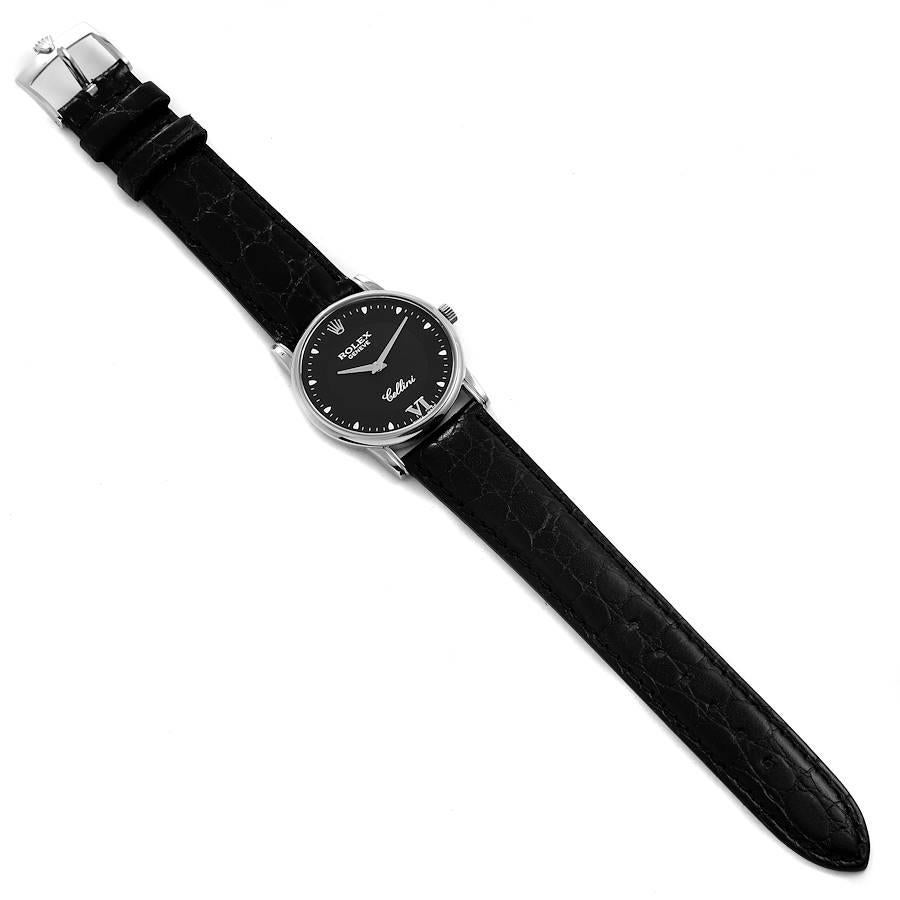 Rolex Cellini Classic Black Dial 18K White Gold Mens Watch 5116 2