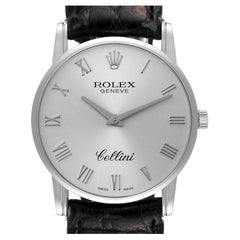 Rolex Cellini Classic Silver Dial White Gold Mens Watch 5116