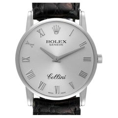 Rolex Cellini Classic Quadrante Argento Oro Bianco Orologio Uomo 5116