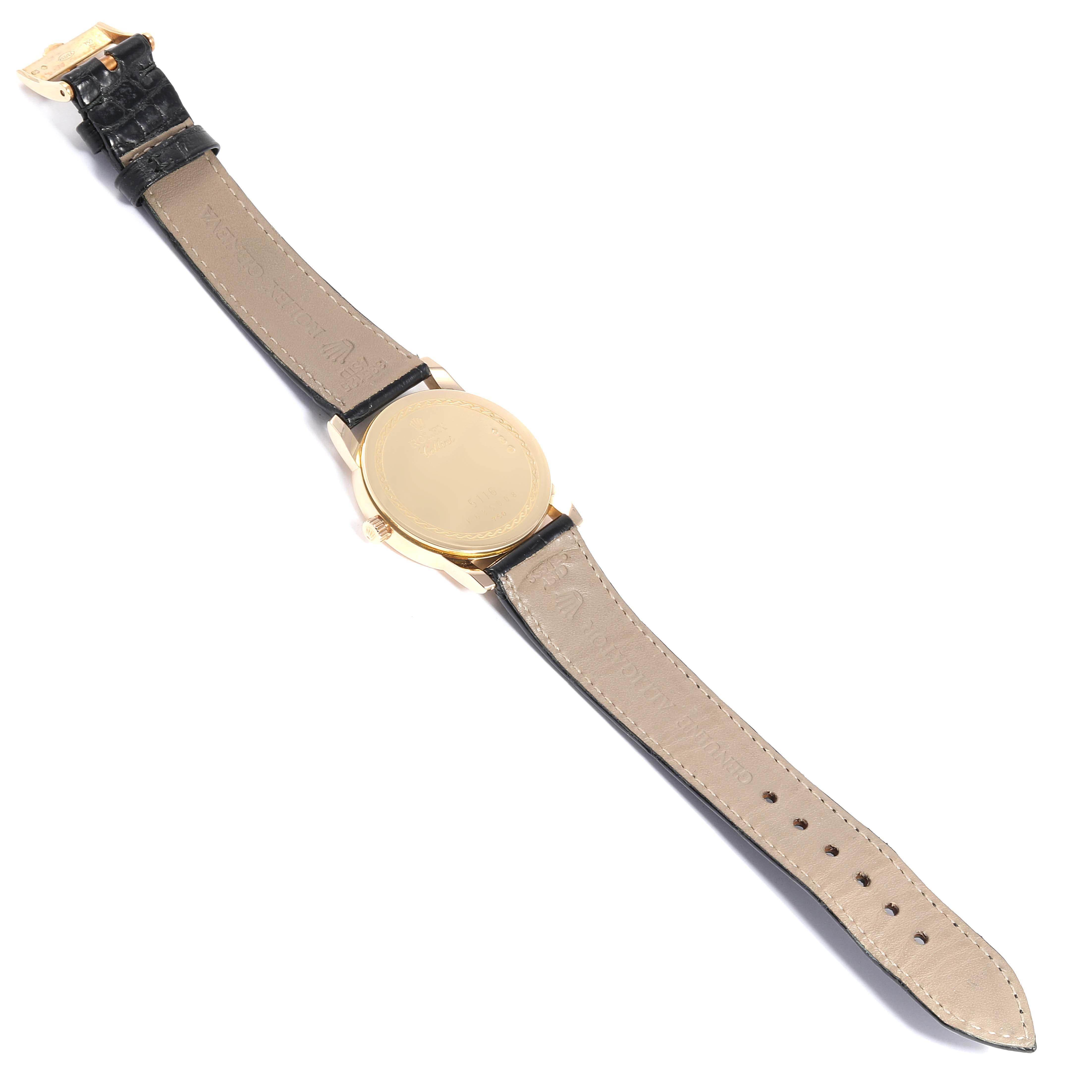 Rolex Cellini Classic Slate Dial 18 Karat Gold Men's Watch 5116 For Sale 7