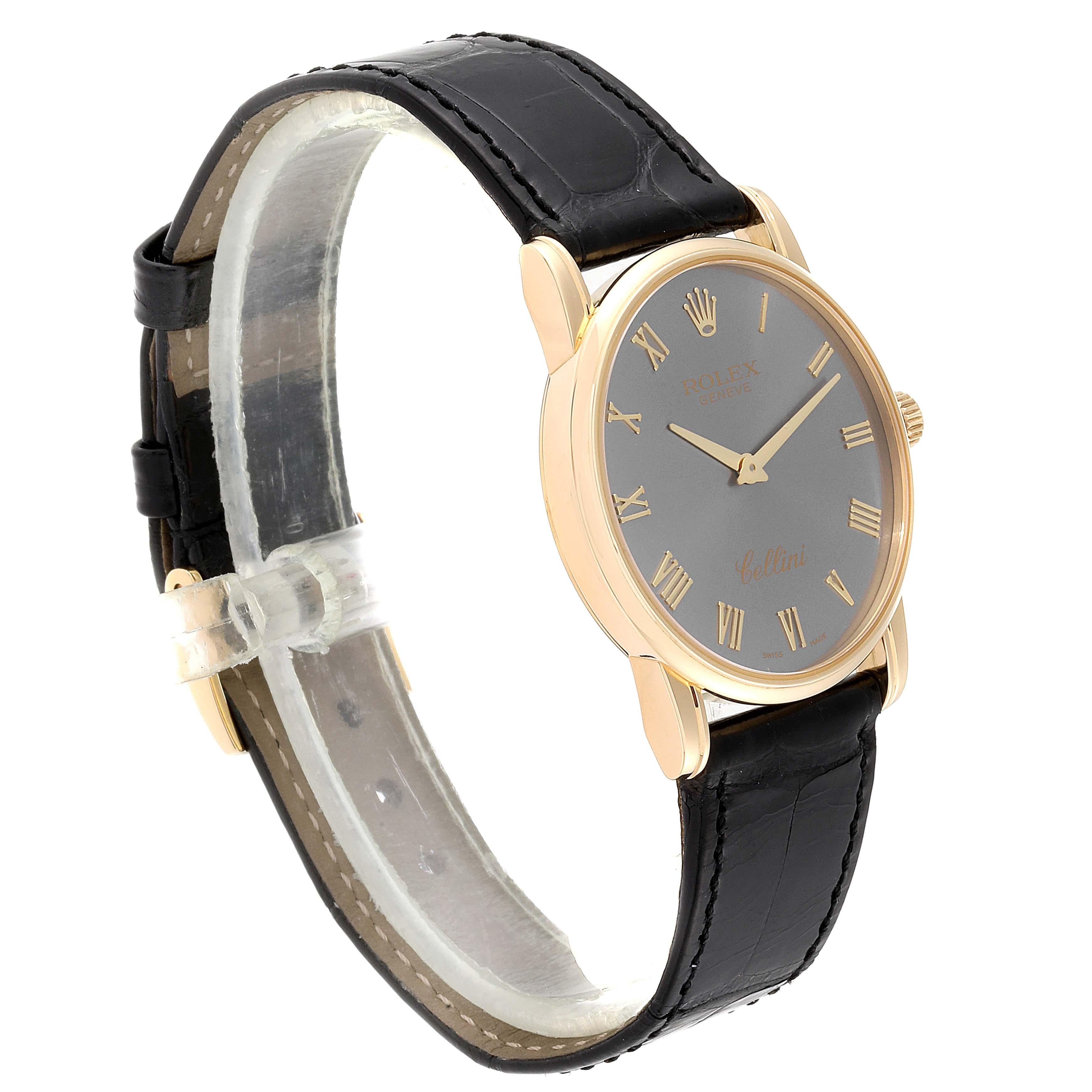 Rolex Cellini Classic Slate Dial 18 Karat Gold Men's Watch 5116 In Excellent Condition For Sale In Atlanta, GA
