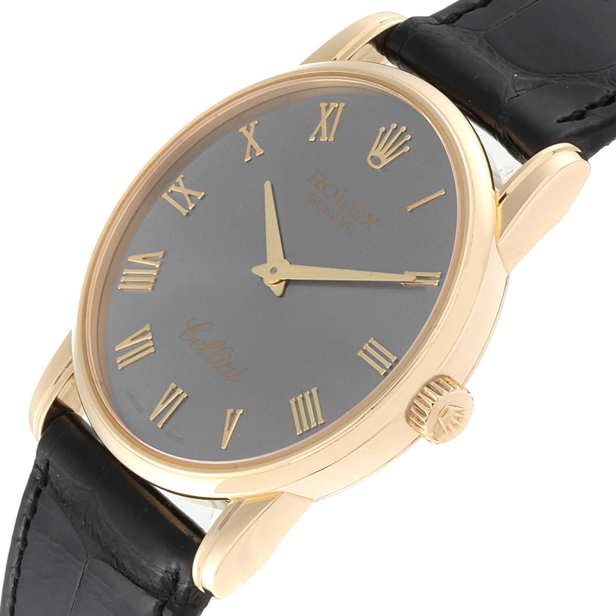 Rolex Cellini Classic Slate Dial 18 Karat Gold Men's Watch 5116 For Sale 2