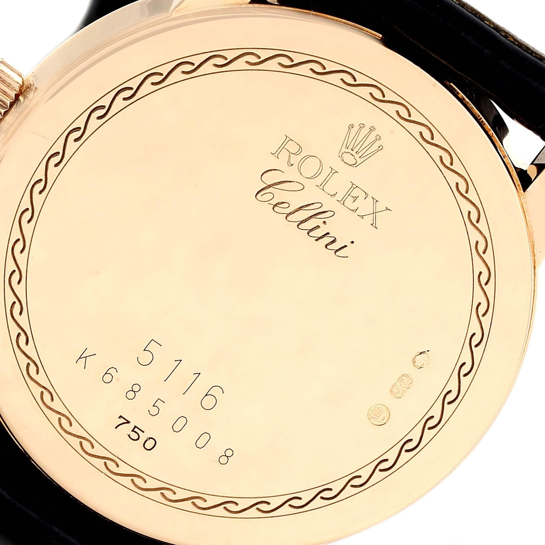 Rolex Cellini Classic Slate Dial 18 Karat Gold Men's Watch 5116 For Sale 4