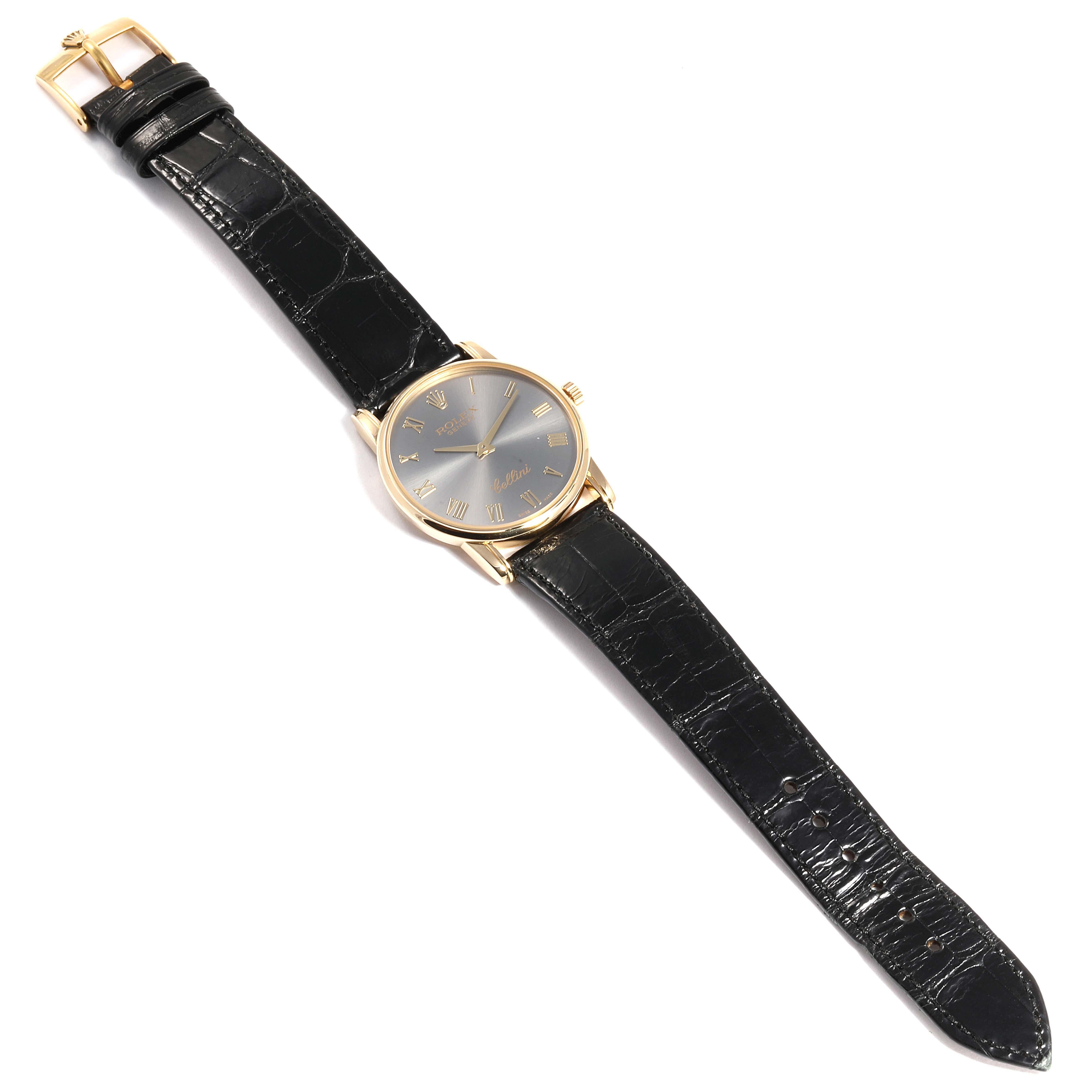 Rolex Cellini Classic Slate Dial 18 Karat Gold Men's Watch 5116 For Sale 6
