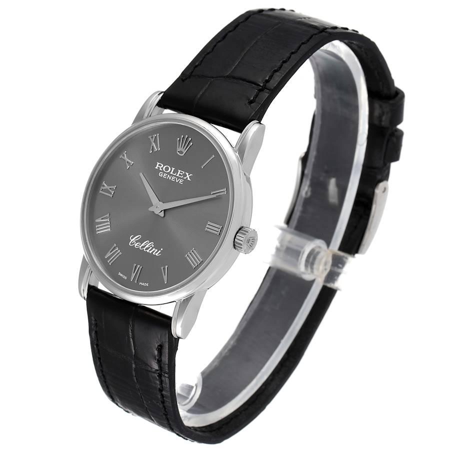 Rolex Cellini Classic Slate Dial 18k White Gold Mens Watch 5116 In Excellent Condition For Sale In Atlanta, GA