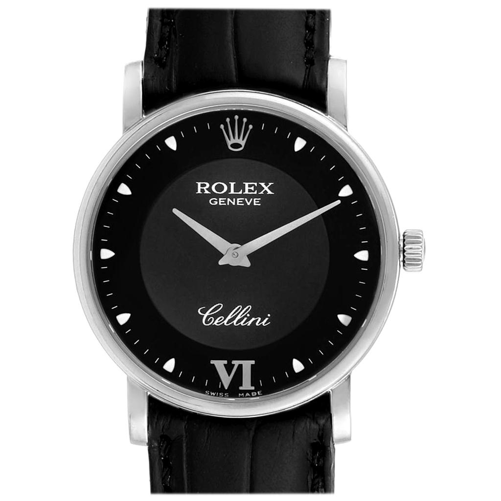 Rolex Cellini Classic White Gold Black Dial Men's Watch 5115 For Sale