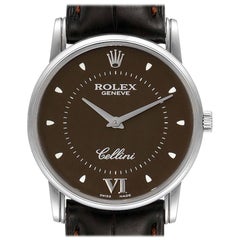 Rolex Cellini Classic White Gold Brown Dial Watch 5116 Papers
