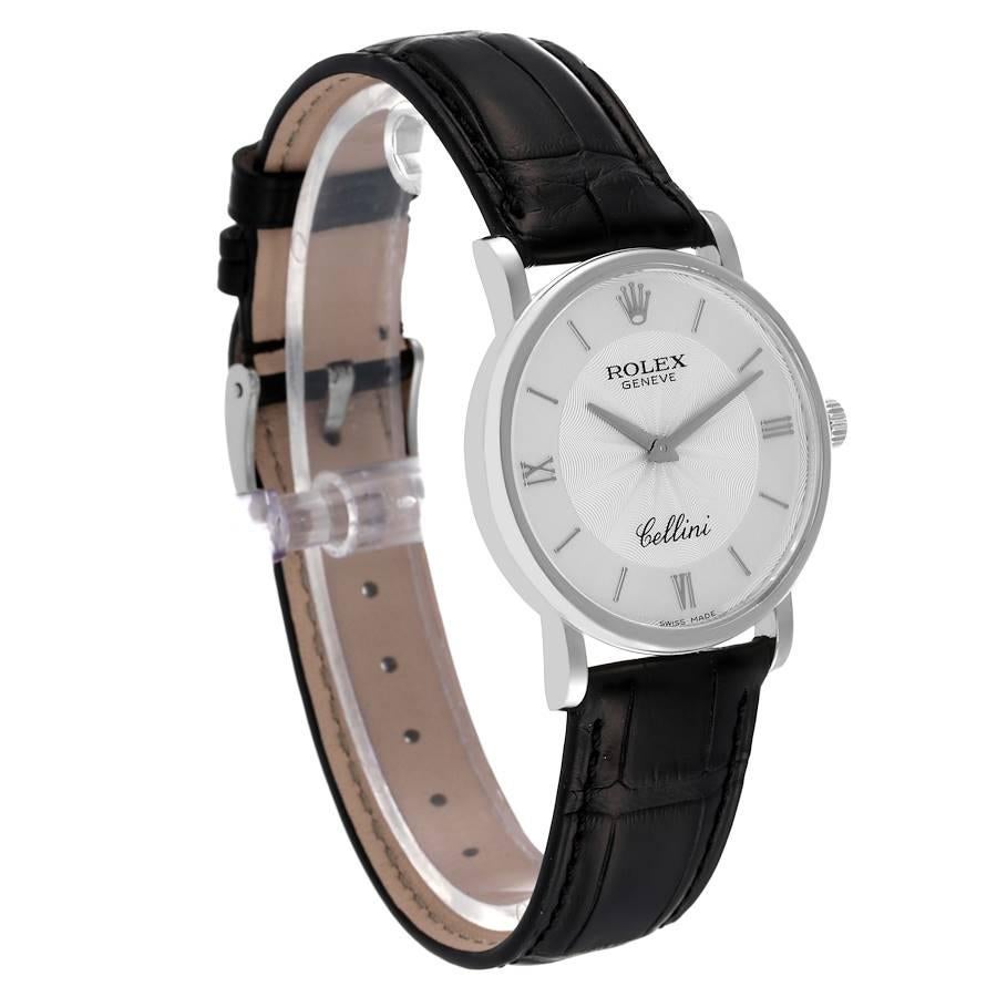 Rolex Cellini Klassische Weißgold-Herrenuhr 5115 mit verziertem Silber-Zifferblatt und Boxkarte im Zustand „Hervorragend“ im Angebot in Atlanta, GA