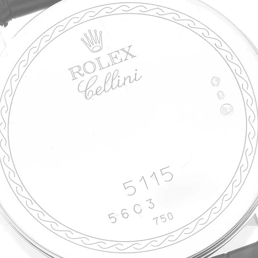 Rolex Cellini Klassische Weißgold-Herrenuhr 5115 mit verziertem Silber-Zifferblatt und Boxkarte im Angebot 3