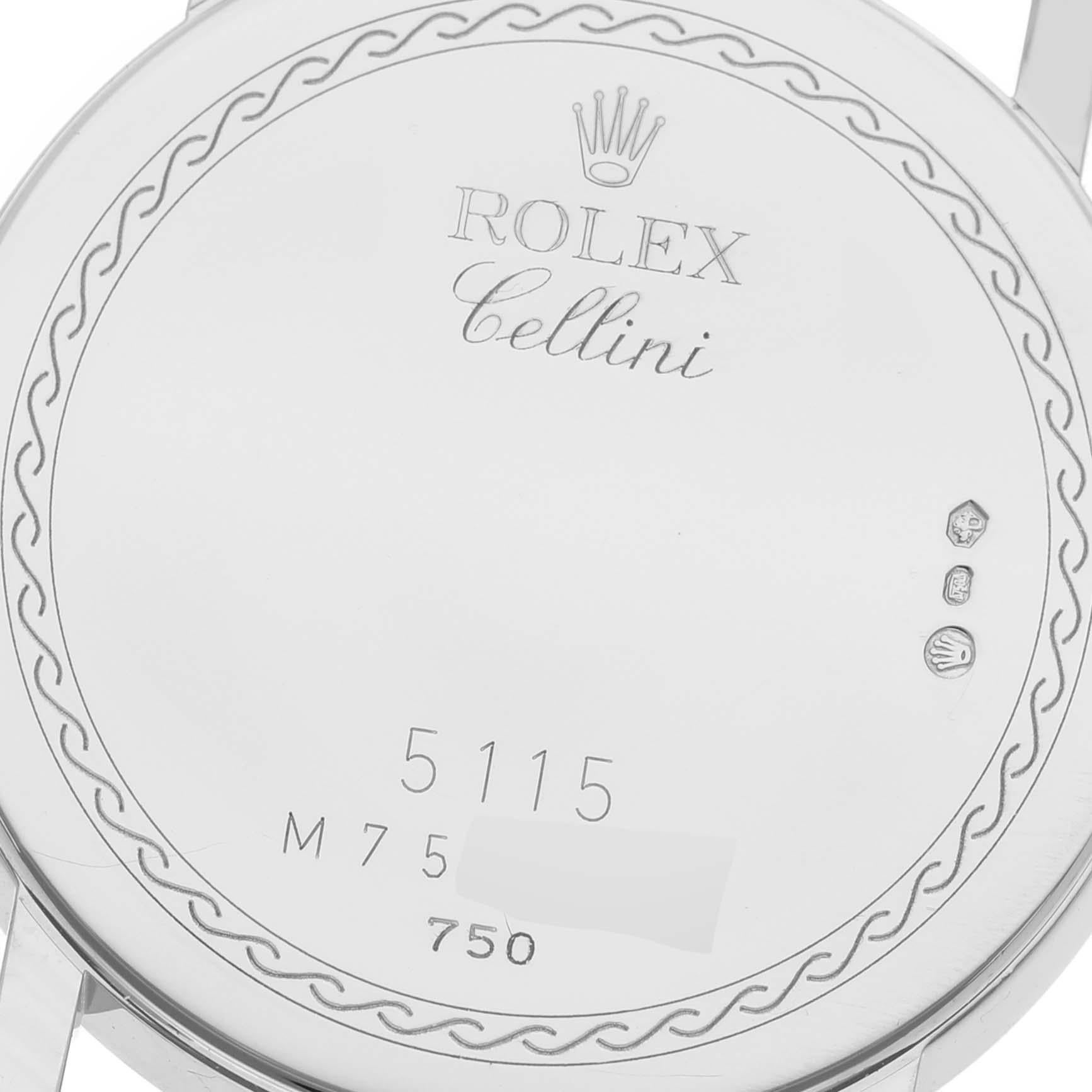 Rolex Cellini Classic White Gold Decorated Silver Dial Mens Watch 5115 Box Card For Sale 1