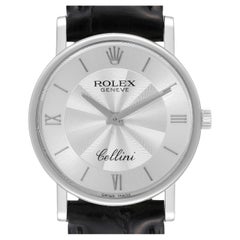 Rolex Cellini Classic White Gold Decorated Silver Dial Mens Watch 5115 Card
