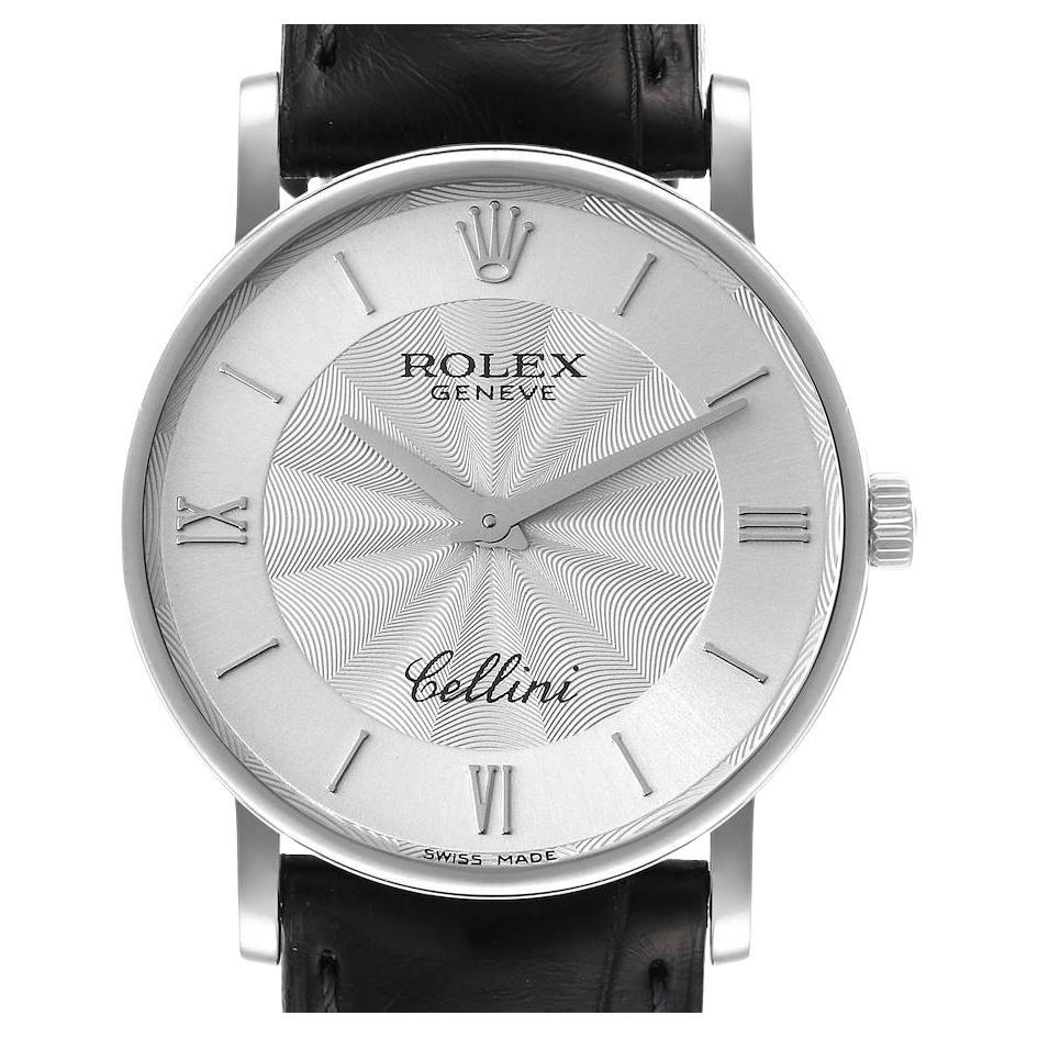 Rolex Cellini Classic White Gold Decorated Silver Dial Mens Watch 5115 For Sale